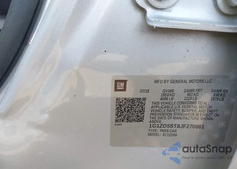 2018 Chevrolet Malibu Lt из США, поврежденный, VIN 1G1ZD5ST8JF270861